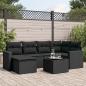 Preview: ARDEBO.de - 7-tlg. Garten-Sofagarnitur mit Kissen Schwarz Poly Rattan