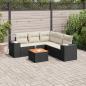 Preview: ARDEBO.de - 6-tlg. Garten-Sofagarnitur mit Kissen Schwarz Poly Rattan