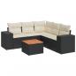 Preview: 6-tlg. Garten-Sofagarnitur mit Kissen Schwarz Poly Rattan