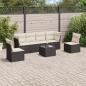 Preview: ARDEBO.de - 7-tlg. Garten-Sofagarnitur mit Kissen Schwarz Poly Rattan