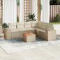 Preview: ARDEBO.de - 7-tlg. Garten-Sofagarnitur mit Kissen Beige Poly Rattan