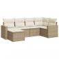 Preview: 6-tlg. Garten-Sofagarnitur mit Kissen Beige Poly Rattan