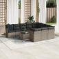 Preview: ARDEBO.de - 11-tlg. Garten-Sofagarnitur mit Kissen Grau Poly Rattan