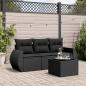 Preview: ARDEBO.de - 4-tlg. Garten-Sofagarnitur mit Kissen Schwarz Poly Rattan