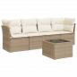 Preview: 5-tlg. Garten-Sofagarnitur mit Kissen Beige Poly Rattan