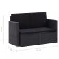 Preview: 2-Sitzer-Gartensofa mit Auflagen Schwarz Poly Rattan