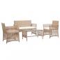 Preview: ARDEBO.de - 4-tlg. Garten-Lounge-Set mit Auflage Poly Rattan Beige