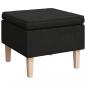 Preview: Hocker mit Holzbeinen Schwarz Stoff