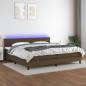 Preview: ARDEBO.de - Boxspringbett mit Matratze & LED Dunkelbraun 200x200 cm Stoff