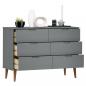 Preview: Schubladenschrank MOLDE Grau 113x40x80 cm Massivholz Kiefer