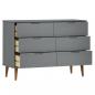 Preview: Schubladenschrank MOLDE Grau 113x40x80 cm Massivholz Kiefer