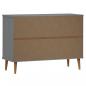 Preview: Schubladenschrank MOLDE Grau 113x40x80 cm Massivholz Kiefer