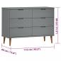 Preview: Schubladenschrank MOLDE Grau 113x40x80 cm Massivholz Kiefer