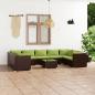 Preview: ARDEBO.de - 10-tlg. Garten-Lounge-Set mit Kissen Poly Rattan Braun