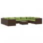 Preview: 10-tlg. Garten-Lounge-Set mit Kissen Poly Rattan Braun