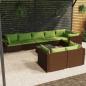 Preview: ARDEBO.de - 9-tlg. Garten-Lounge-Set mit Kissen Braun Poly Rattan