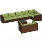 Preview: 9-tlg. Garten-Lounge-Set mit Kissen Braun Poly Rattan