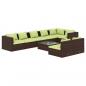 Preview: 9-tlg. Garten-Lounge-Set mit Kissen Braun Poly Rattan