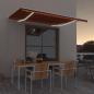 Preview: ARDEBO.de - Markise Manuell Einziehbar mit LED 400x350 cm Orange und Braun