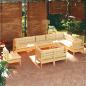 Preview: ARDEBO.de - 10-tlg. Garten-Lounge-Set mit Creme Kissen Massivholz Kiefer