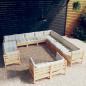 Preview: ARDEBO.de - 13-tlg. Garten-Lounge-Set mit Creme Kissen Massivholz Kiefer