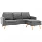 Preview: 3-Sitzer-Sofa mit Hocker Hellgrau Stoff