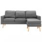 Preview: 3-Sitzer-Sofa mit Hocker Hellgrau Stoff