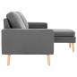 Preview: 3-Sitzer-Sofa mit Hocker Hellgrau Stoff