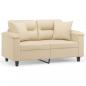 Preview: 2-Sitzer-Sofa mit Kissen Creme 120 cm Mikrofasergewebe