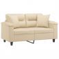 Preview: 2-Sitzer-Sofa mit Kissen Creme 120 cm Mikrofasergewebe