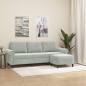 Preview: ARDEBO.de - 3-Sitzer-Sofa mit Hocker Hellgrau 180 cm Samt