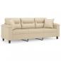 Preview: 3-Sitzer-Sofa mit Kissen Creme 180 cm Mikrofasergewebe