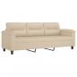 Preview: 3-Sitzer-Sofa mit Kissen Creme 180 cm Mikrofasergewebe