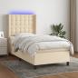 Preview: ARDEBO.de - Boxspringbett mit Matratze & LED Creme 80x200 cm Stoff