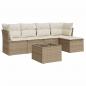 Preview: 6-tlg. Garten-Sofagarnitur mit Kissen Beige Poly Rattan