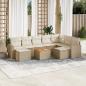 Preview: ARDEBO.de - 10-tlg. Garten-Sofagarnitur mit Kissen Beige Poly Rattan