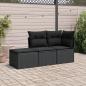 Preview: ARDEBO.de - 3-tlg. Garten-Sofagarnitur mit Kissen Schwarz Poly Rattan