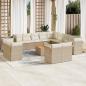 Preview: ARDEBO.de - 14-tlg. Garten-Sofagarnitur mit Kissen Beige Poly Rattan