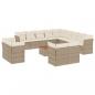 Preview: 14-tlg. Garten-Sofagarnitur mit Kissen Beige Poly Rattan