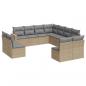 Preview: 11-tlg. Garten-Sofagarnitur mit Kissen Beige Poly Rattan