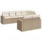 Preview: 7-tlg. Garten-Sofagarnitur mit Kissen Beige Poly Rattan