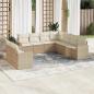 Preview: ARDEBO.de - 9-tlg. Garten-Sofagarnitur mit Kissen Beige Poly Rattan