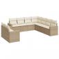 Preview: 9-tlg. Garten-Sofagarnitur mit Kissen Beige Poly Rattan