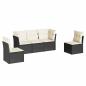 Preview: 5-tlg. Garten-Sofagarnitur mit Kissen Schwarz Poly Rattan