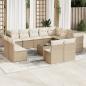 Preview: ARDEBO.de - 13-tlg. Garten-Sofagarnitur mit Kissen Beige Poly Rattan