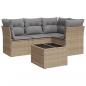 Preview: 5-tlg. Garten-Sofagarnitur mit Kissen Beige Poly Rattan