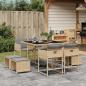 Preview: ARDEBO.de - 9-tlg. Garten-Essgruppe mit Kissen Beigemischung Poly Rattan