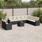 Preview: ARDEBO.de - 11-tlg. Garten-Sofagarnitur mit Kissen Schwarz Poly Rattan