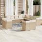 Preview: ARDEBO.de - 13-tlg. Garten-Sofagarnitur mit Kissen Beige Poly Rattan