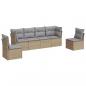 Preview: 6-tlg. Garten-Sofagarnitur mit Kissen Beige Poly Rattan